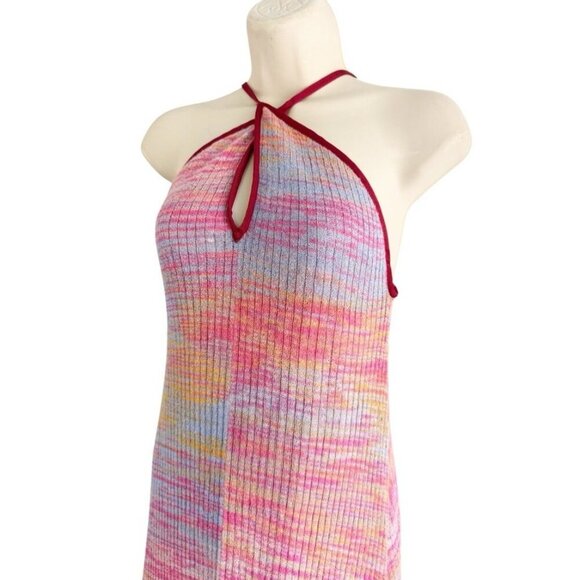 Free People Womens Endless Love Halter Maxi Dress Size M Rainbow Space Dye Knit - Picture 6 of 13